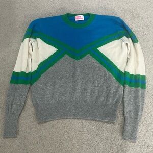 NWOT From Future 100% Cashmere Sweater, Retro Print Crewneck Sweater in Small